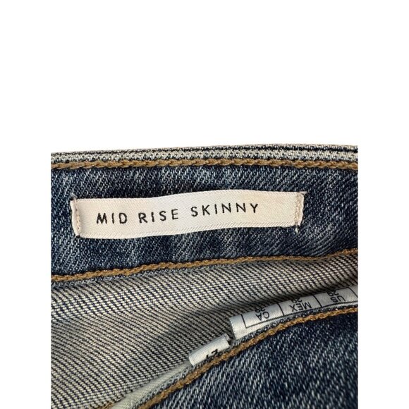 Guess Mid Rise Skinny Jeans Womens Size 29 Blue Distressed Graffiti Print Denim - Picture 7 of 11